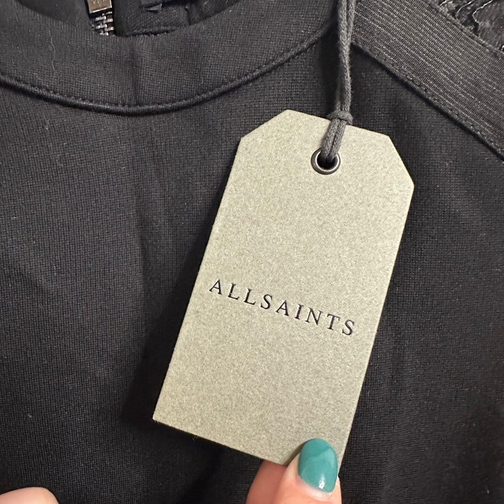 AllSaints Kiro Dress Womens Size 6 Black Lace Cutout Bodycon Mini LBD Cocktail - Picture 8 of 13